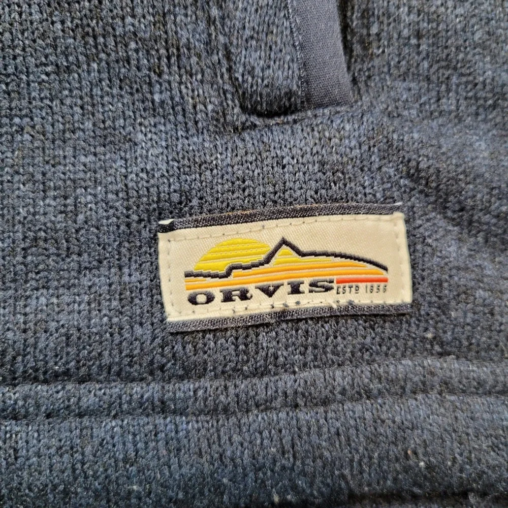 Orvis Mens Navy Blue Full Zip Fleece Sweater Vest Size Large 3BA1